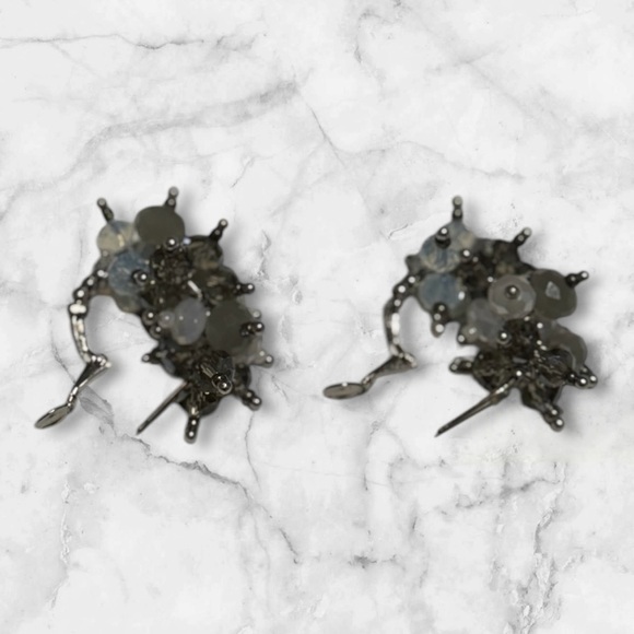 💎💟Vintage Unique Mauve and Silver Cluster Earrings - Picture 2 of 12